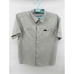 Columbia Omni-Wick Mens XL Gray Bigfoot Print Short Sleeve Shirt Gorpcore Hiking